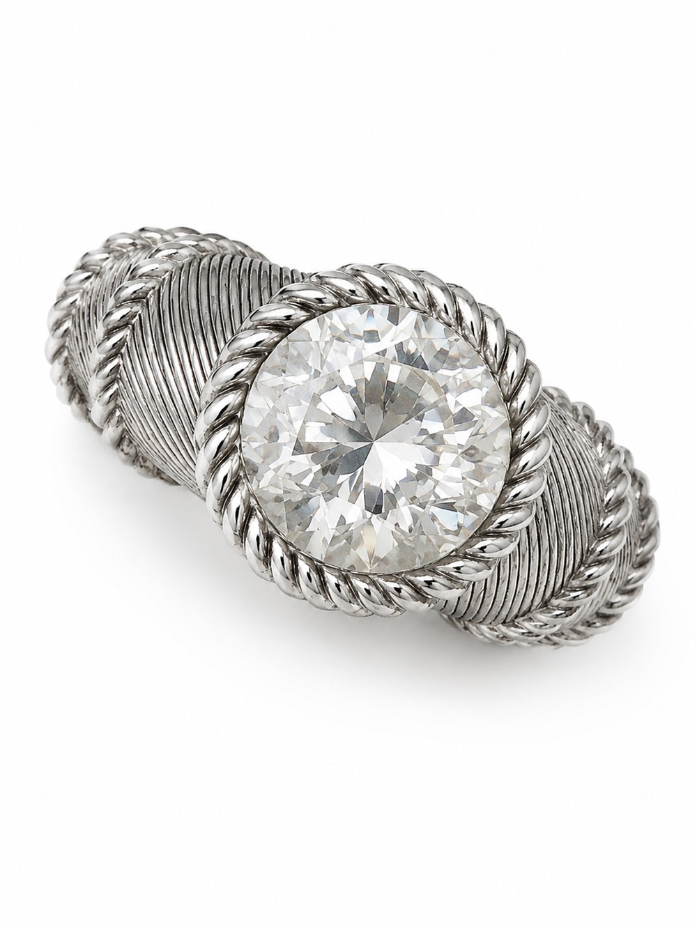 Judith Ripka Sterling Silver Diamonique Solitaire Ring Size 6 R$275